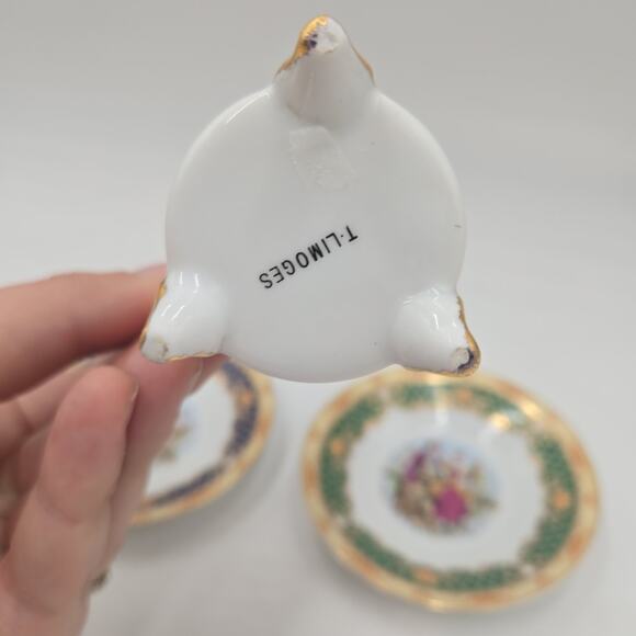 Vintage T. Limoges 2 Porcelain Cups & Saucers Ristretto Cups Courting Couple - Picture 5 of 9